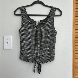 Gingham tie front tank